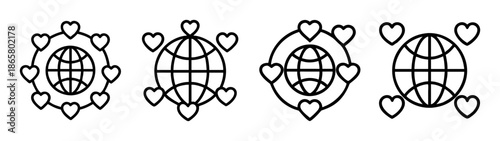 Black and white decorative heart shape vector design elements for graphic design and crafts projects