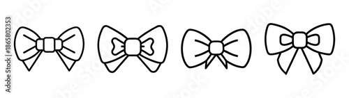 Bow tie vector graphic set for fashion design and decorative elements ribbon bow outline art