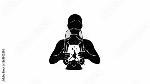 Person holding a vintage lantern, symbolizing discovery and hope