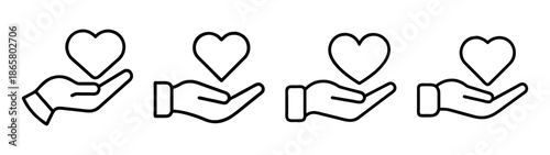 Hands holding hearts vector illustration for love, care, charity, and support concepts graphic design