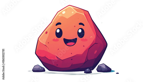 Adorable Cartoon Rock Character with a Cheerful Expression.