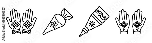 Henna tattoo designs for hands and cones traditional mehndi art for body decoration and celebration