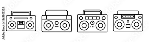 Vector outline boombox illustration retro stereo ghetto blaster vintage music player portable radio