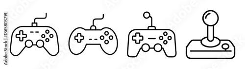 Outline vector illustration of game controllers joystick gamepad for video games console design