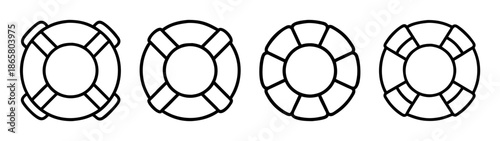 Collection of life preserver ring vector illustration for water safety and rescue equipment design