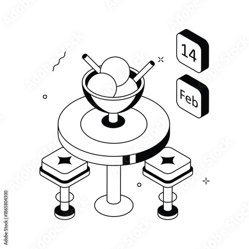 Well designed isometric illustration of romantic date moment for love concepts