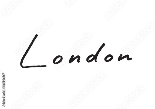 手書き風筆記体で書かれた『London』の英字デザイン文字｜ロンドン, 日本語表記, 英字, 筆記体, 手書き