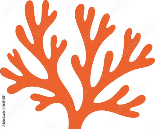 Orange coral silhouette vector illustration isolated with organic sea reef shape for marine ocean and underwater design