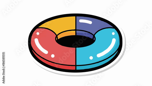 A colorful, inflatable ring with four segments