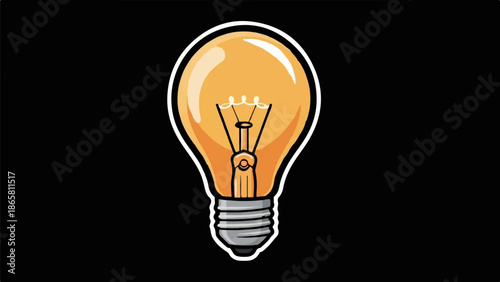 A bright, glowing lightbulb with a filament visible against a dark background