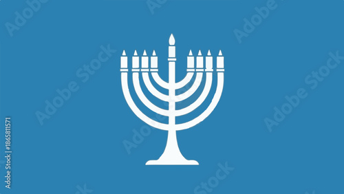 White menorah silhouette centered on a blue background