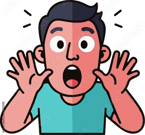 A surprised person with wide eyes and open mouth