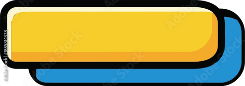 Two overlapping abstract shapes, one yellow with a lighter orange border, the other blue