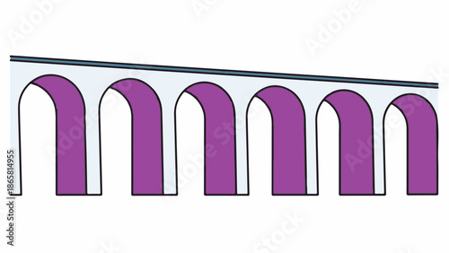 Simple, colorful illustration of a Roman-style aqueduct with seven arches