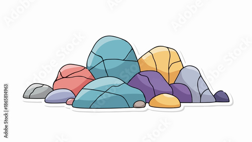 Pile of smooth, rounded, colorful stones, some with naturalistic cracks