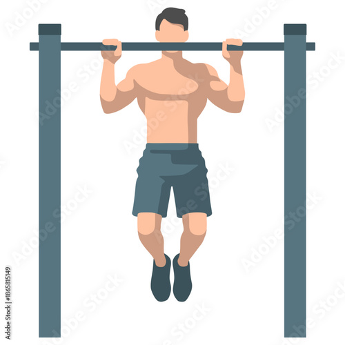 Man Do Pullups Illustration.