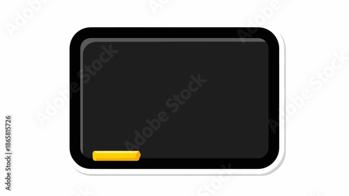A black chalk board with a yellow chalk stick at the bottom left corner