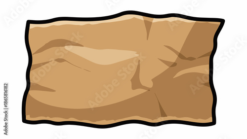 A crumpled brown paper texture with a thick black outline, creating a visual effect of a note or document