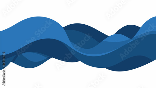 Abstract blue waves create a flowing, organic design across a white background