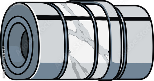 A cylindrical object with layered edges, showing a marbled pattern inside