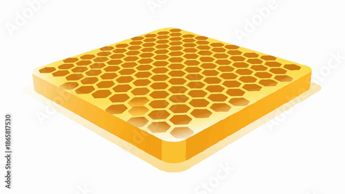A golden honeycomb structure with hexagonal cells, rendered from an isometric perspective