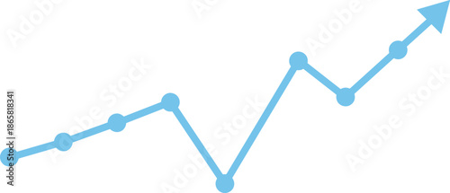 Blue upward line graph illustration showing business growth progress data increase success analytics finance improvement chart arrow rising performance concept