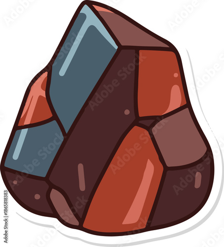 A multifaceted, crystalline geological specimen in warm earthy tones and cool grey