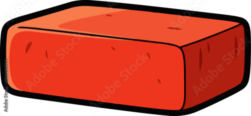A red brick with a black outline, showing subtle shading and textured details