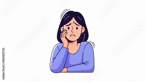 A person expresses worry with a hand on their cheek and furrowed brow