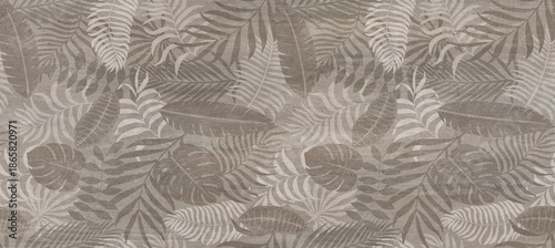 Fotografija black fabric texture floral tropical palm leave texture mural decorative