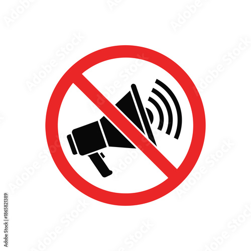 No Loudspeaker Allowed Sign Silent Zone Megaphone Prohibition Icon Vector