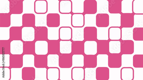 A seamless pattern of rounded pink and white squares in a checkerboard arrangement