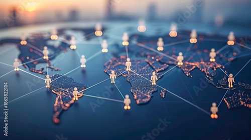 Diverse team leveraging global digital networks for innovative success in international business