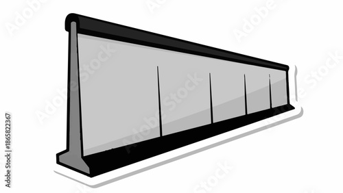 A simple cartoon illustration of a long, grey barrier with a black top