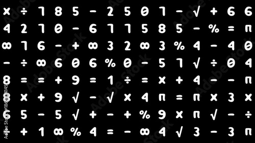 Random Mathematics Symbols Changing Animation on Dark Background