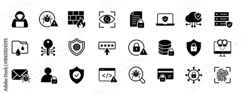 Cyber security icon set. Data protection and Secured network symbol. Vector illustration.