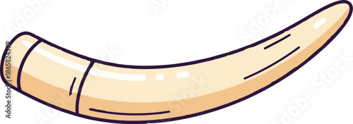 A cartoon, curved, ivory-colored tooth or tusk with dark purple outline