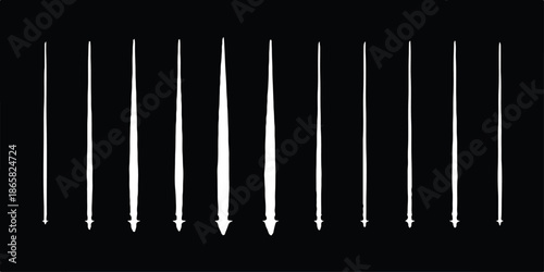 Isolated vector illustration set of sharp steel kitchen tools and work equipment silhouettes on a black and white barcode background