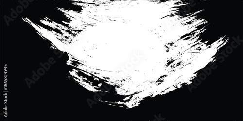 Grungy black ink splat illustration featuring a dirty paint splash texture with spray drips and liquid splatter stains on a vector art frame element for a textured design pattern