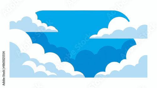 A bright blue sky filled with fluffy white and light blue clouds