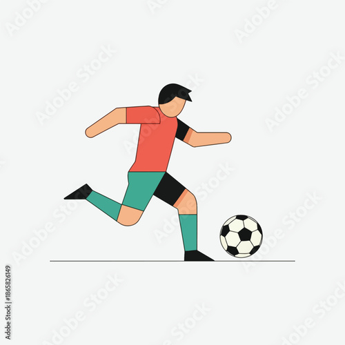 Football player kicking ball action vector illustration