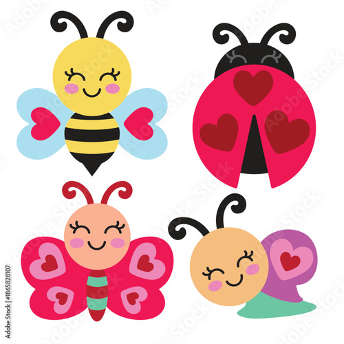 Valentine   insects  vector cartoon illustration