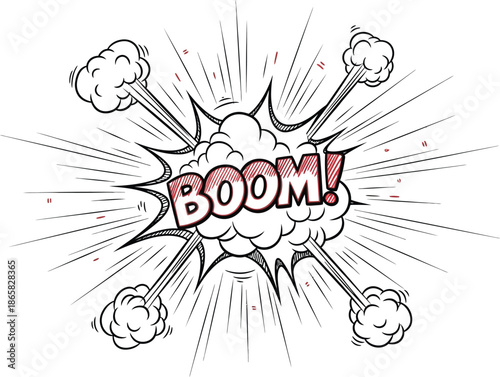 Explosion bomb icon set. Cartoon vector collection of colorful boom and bang effects. Comic blast designs. Dynamite detonation, smoke cloud, and fire burst illustration.