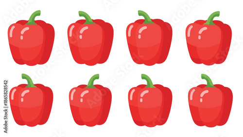 Seamless pattern of red bell peppers in flat design
