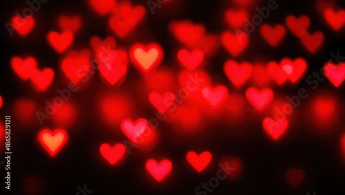 Vibrant red hearts in a bokeh effect Valentine's Day
