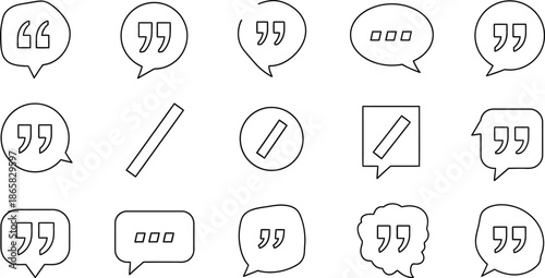Collection of various comic style speech bubbles and icons
