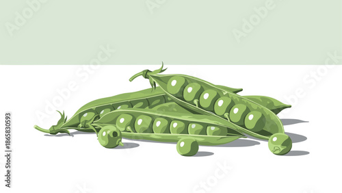 Fresh green peas in pods on white background