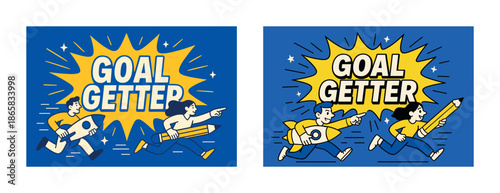 Dynamic illustration of goal-oriented individuals in motion