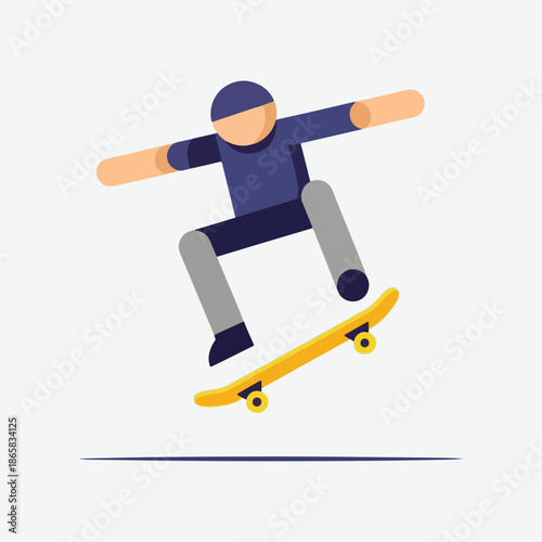 Teenager performing a trick on a skateboard vector illustration