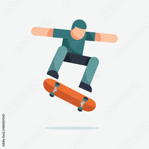 Man riding a skateboard in flat design style isolated on white background